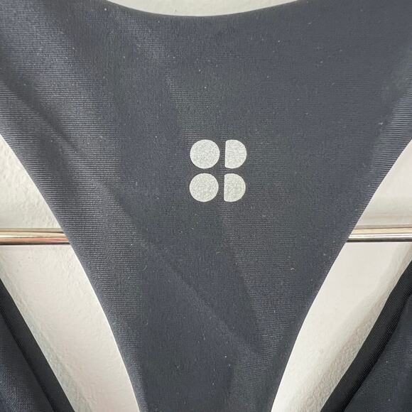 Sweaty Betty Carve Black Mesh Swimsuit Plunge Neck Racerback Strap Sz Small NEW - Picture 6 of 8